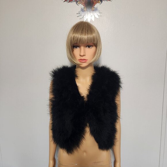 #538 Marabou  feather vest - Picture 1 of 4